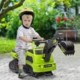 thumbnail image 2 of Aosom Excavatrice Bulldozer 3 en 1 à Chevaucher, Rouleau Compresseur avec Musique, Vert, 2 of 10