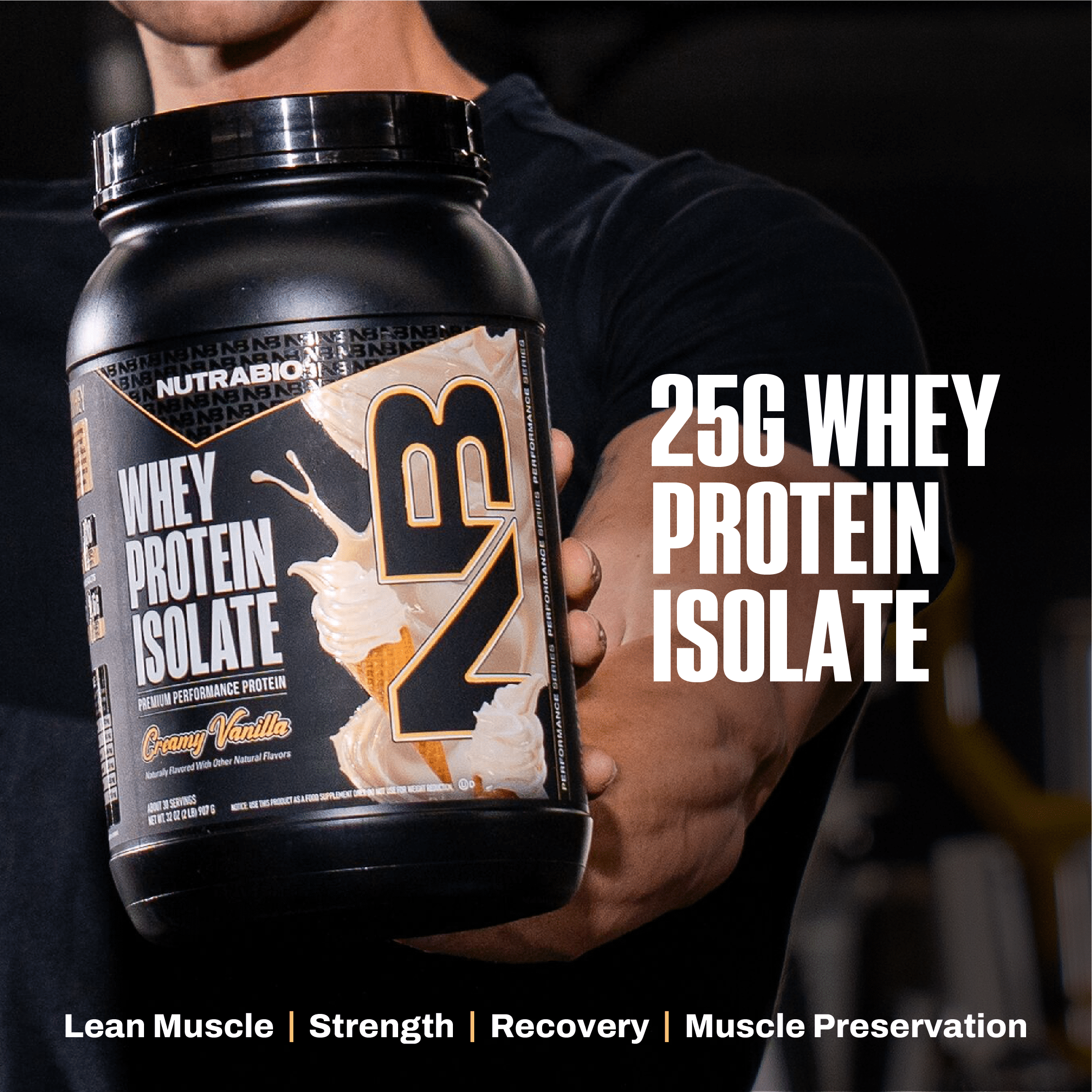 NutraBio Whey Protein Isolate Powder Supplement – 25g of Protein Per Scoop with Complete Amino Acid Profile - Soy and Gluten Free Protein Powder - Zero Fillers and Non-GMO - Alpine Vanilla - 2 Lbs