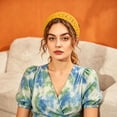 thumbnail image 4 of Women's Boho Crochet Knit Hair Band Vintage Head Wrap Hair Bandanas Head Kerchief Yellow One-Size, 4 of 6