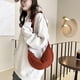 thumbnail image 5 of Bolso grande de pana | Bolso cruzado Slouchy Halfmoon | Organizador ligero y duradero con 3 bolsillos con cremallera y correa ajustable | Bolsa de uso diario de 30x10x17 cm, 5 of 7