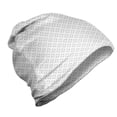 thumbnail image 1 of Floral Unisex Beanie, Minimalistic Grid Flowers, Hiking Outdoors, White and Pale Grey, by Ambesonne, 1 of 1