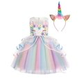 thumbnail image 3 of Vestido De Princesa Para Niñas Con Diadema De Unicornio, Vestido Sin Mangas De Tul Decorado Con Bordado Floral, Disfraz De Halloween, Fiesta De Vacaciones, Cumpleaños, Cosplay Y Actuación, Ropa Para N, 3 of 4