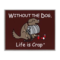 Stupell Industries Funny Dog & Keg Novelty & Humor Painting Gray Framed Art Print Wall Art, 20 x 16