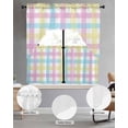 thumbnail image 2 of Easter Plaid Swag Kitchen Curtains Sets for Windows 24 Inch Length, Spring Buffalo Plaid Simple Colorful Short Window Curtain Panels Swags Valances and Tiers 3 Piece Set for Cafe/Dining Room, 2 of 5