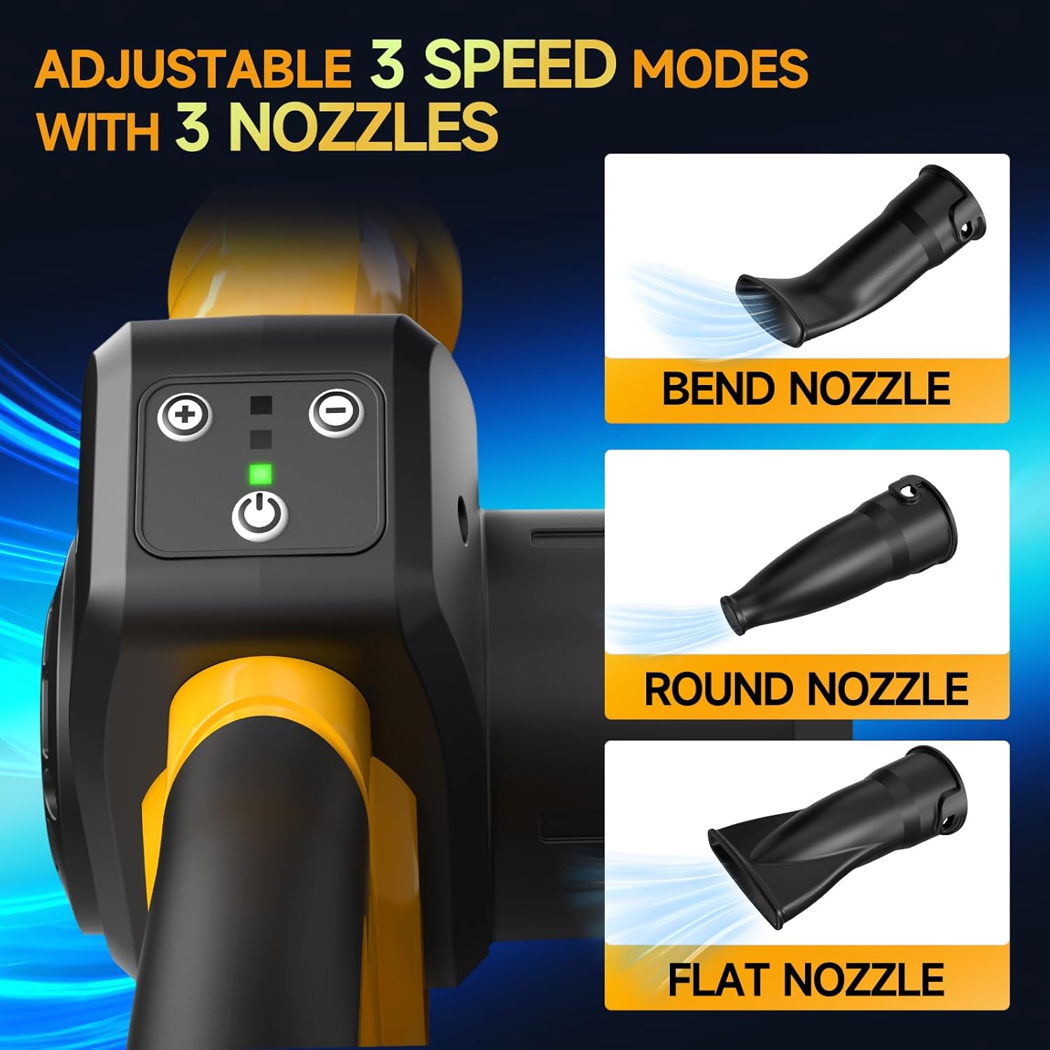 Leaf Blower Cordless with 2 Batteries and Fast Charger, 210 MPH Battery Powered Blower with 3 Nozzles, 3 Speed Modes, Lightweight & Small Electric Leaf Blowers for Lawn Care, House, Leaves, Dust,