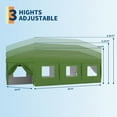 thumbnail image 4 of 10x30 Pop Up Canopy with 8 Sidewalls - Heavy Duty Outdoor Canopy Tent with Portable Roller Bag - 3 Adjustable Height, 8 Weight Bags, 8 Stakes & 6 Guy Ropes Included for Camping, Parties, 4 of 7