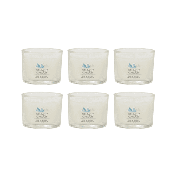 Yankee Candle Snow Globe Wonderland Signature Votive Mini Candle Glass Jar, 1.3 oz (Pack of 6)