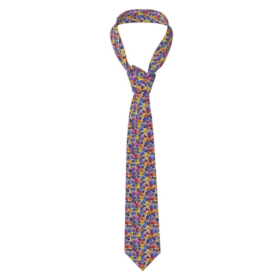 Fuzoiu The Garden Tricolor Pansy Flower Print Men's Necktie,Business Necktie,Mens Ties for Business Wedding Graduation