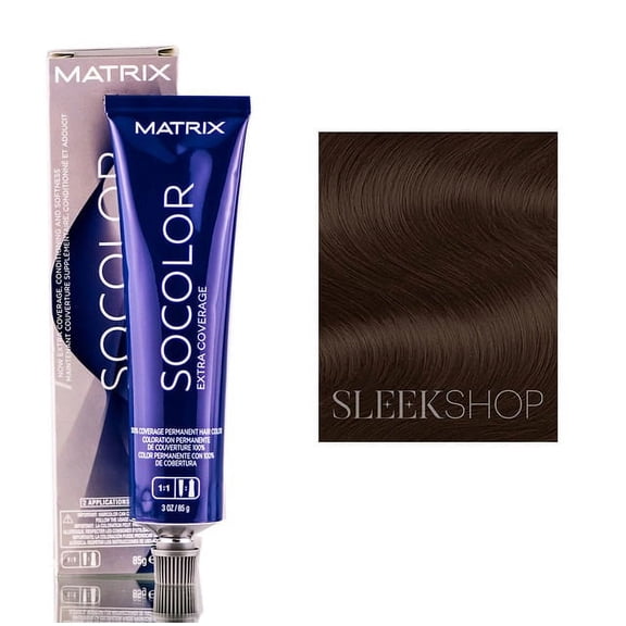 Matrix SoColor EXTRA COVERAGE, Full 100% Grey Coverage Permanent Cream Hair Color Dye, 504N, Dark Brown Neutral Extra Coverage, Pack of 1 w/ Sleek Teasing Comb