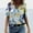 Blue, variant on Herrnalise Women's Classic-Fit 100% Cotton Short-Sleeve T-Shirt Women Casual T-shirt Floral Printed V-Neck Short Sleeve Pullover Blouse Tops