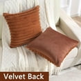 thumbnail image 2 of Wehilion Striped Decorative Throw Pillow Covers 18x18 Inch Set of 2,Square Spring Decorations Couch Pillow Case,Soft Cozy Faux Rabbit Fur & Velvet Back,Modern Home Decor for Bed, 2 of 6