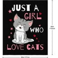 thumbnail image 3 of Cute Cat Throw Blanket Ultra Soft Warm Cozy Lightweight Microfiber Blankets Flannel Sherpa Fuzzy Plush Throws for Sofa Couch Bedding All Season, Just a Girl Who Loves Cats Black, 3 of 7