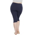 thumbnail image 3 of Stretch Is Comfort Women's Plus Size Ribbed Knee Length Leggings Navy Blue 3X, 3 of 7