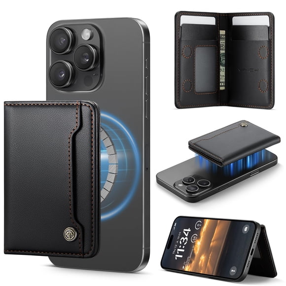 Billetera para teléfono Vinich para iPhone con MagSafe, RFID, negra