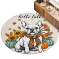 thumbnail image 2 of Round Rugs 4Ft, Thanksgiving Round Area Rug Washable Indoor Throw Carpet, Fall Dog Pumpkin Sunflowers Maple Leaves Soft Non Slip Circle Rug for Kitchen Nursery Room Home Decor Aesthetic, 2 of 8
