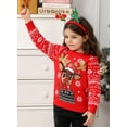 thumbnail image 4 of Aideaone Toddler Ugly Christmas Sweater Girls Xmas Boys Sequin Knit Pullover Tacky Kids Holiday Tops 2-6 Years, 4 of 7
