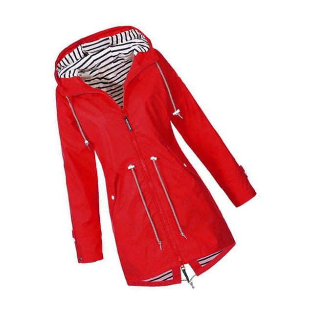 Decodeary Chandail à Capuchon Veste Douce pour Femme Imperméable Manteau de Pluie Extérieur Rouge TTTG