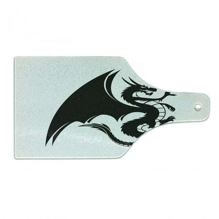 

Celtic Dragon Cutting Board Monochrome Fantasy Themed Creature Gothic Tattoo Graphic Decorative Tempered Glass Cutting and Serving Board in 3 Sizes by Ambesonne