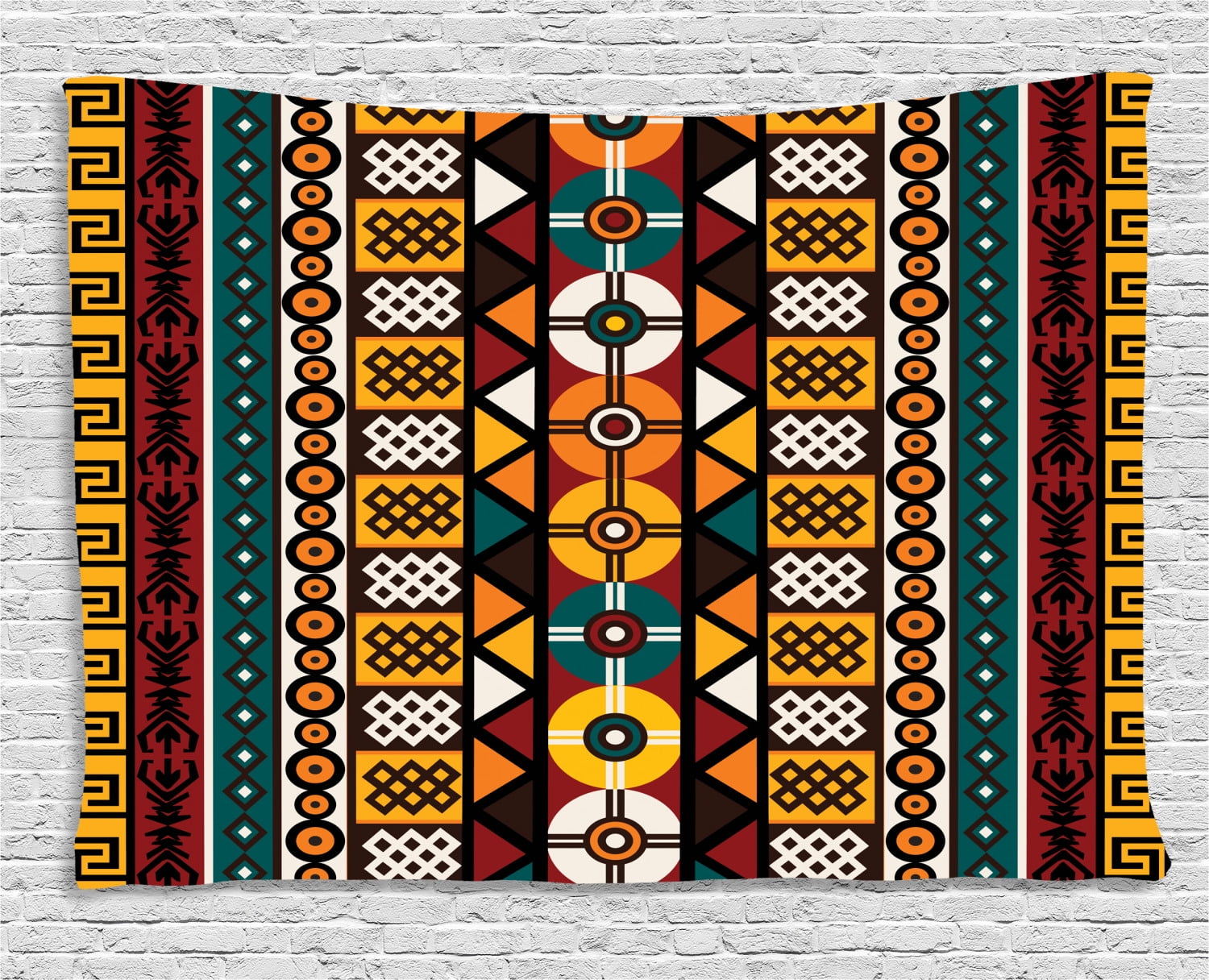 Kente Pattern Tapestry, Vertical Borders Inspired by Timeless African