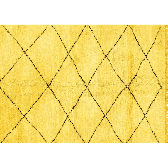 Ahgly Company Machine Washable Indoor Rectangle Solid Yellow Modern Area Rugs, 8' x 10'