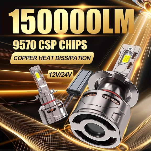 2pcs 150000 LM 7500K High-power Auto Headlamp Super Bright LED Bulbs H7, CPS Chip Car LED Headlights Auto Headlight for Car CSP Chip New Upgraded Design LED Plug-N-Play Bulbs