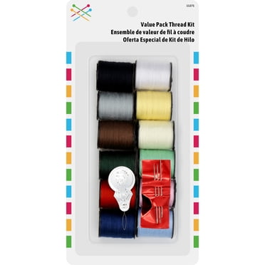 Thread Value Kit, 12 Count, assorted colors. Includes needles and needle threader
