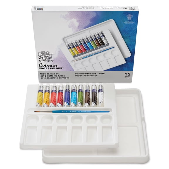 Winsor & Newton Cotman Watercolors - Set of 10 Tube Palette, Assorted Colors,  8 ml Tubes