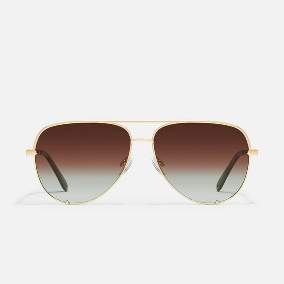 Quay Australia High Key Mini Aviator Sunglasses, Dorado/marrón Decolorado (Polarizado)