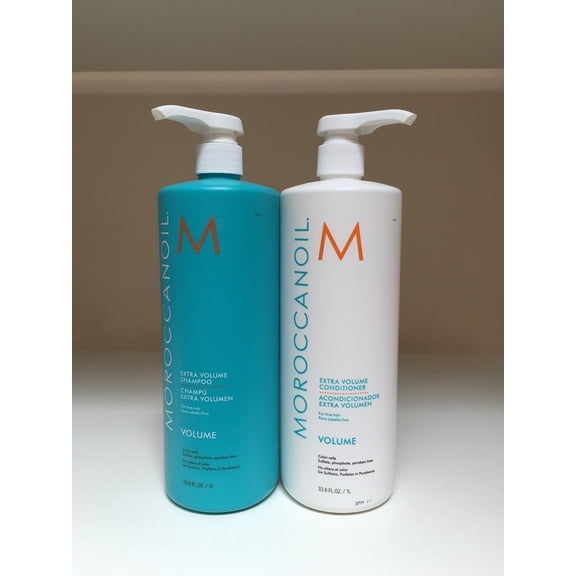 Moroccan Oil Extra Volume Shampoo and Conditioner Liter Duo's 33.8oz, Professional Quality