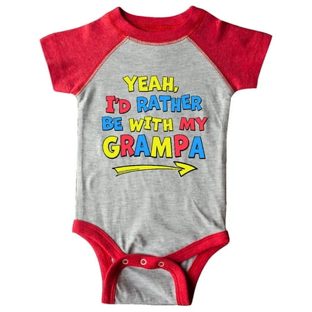 

Inktastic Yeah I d Rather be with My Grampa in Red Yellow and Blue Gift Baby Boy or Baby Girl Bodysuit