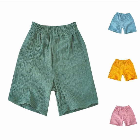 PLHWHYQ Girls Casual Five Quarter Length Pants Soft Breathable Everyday Wear Solid Color Shorts Comfortable Stretch Fit Play Outfits Green 12-18 Months