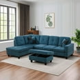 thumbnail image 2 of MAYEERTY Blue Modern Adult 3-Piece Couch Vibrant Color Lively Living Room Decor, 2 of 12