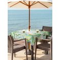 thumbnail image 3 of Outdoor Tablecloth with Umbrella Hole for Patio/Picnic/Party/Camping, Summer Botanical Waterproof Table Cloth Square Cover Washable, Green Tropical Palm Trees Wooden Grey (60"x 60"), 3 of 8