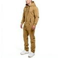 thumbnail image 7 of Men's Hooded Jumpsuit Zip Up Pajamas Playsuit Jogger Sweatsuit Overall Romper, Fleece-Lined for Winter Lounge and Comfortable Sleepwear,Khaki,3XL, 7 of 7