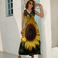 thumbnail image 3 of Maxi Dress Yellow Sunflower Print Dress Green Leaves Sexy V Neck Custom Boho Beach Long Dresses Korean Fashion Big Size Vestido, 3 of 7