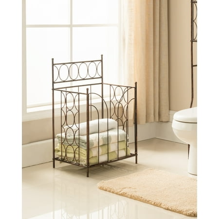 Copper Low Grid Rack - Nairne Copper Iron Transitional Bathroom Quilt & Towel Storage Rack Organizer Stand