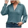 thumbnail image 1 of Mode Femme Confortable Nature Col Rond Imprimé Polyester Haut Chemisier Chemise(Bleu,m), 1 of 4