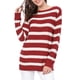 thumbnail image 2 of SUÉTER TUNIC DE RAYAS SUELTO DE MANGA LARGA Y CUELLO REDONDO PARA MUJERES CHIC INSPIRADORAS 2XL ROJO, 2 of 7