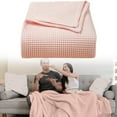 thumbnail image 2 of Ngheia Waffle Towel Quilt Cotton Blanket Pink, Weave Cotton Large Bed Throw Sofa Cover Travel Blanket Coziness to Your Bedroom Premises, 2 of 9
