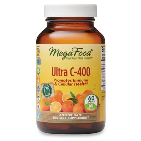 MegaFood, Ultra C-400, Supports Immune and Cellular Health, Antioxidant Vitamin C Supplement, Gluten Free, Vegan, 60 Tablets (60 Servings)