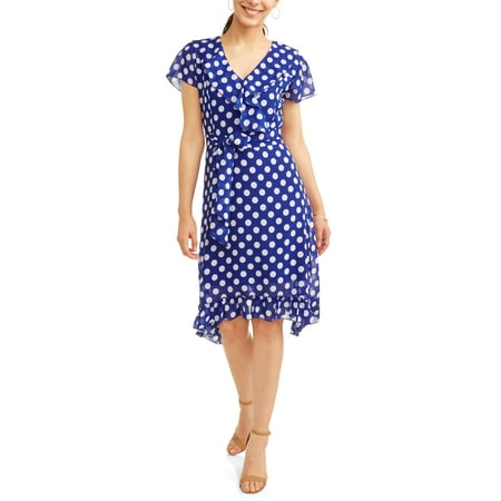 Polka Dot Ruffle Legging - Jaquline Design Studio Women's Ruffle Wrap Polka Dot Dress
