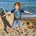 thumbnail image 3 of FORMRS Boys Rash Guard Short Sleeves Swim Shirt Quick Dry UPF 50+ Sun Protection, Sizes 3-12T, Crystal Moon, 3 of 6