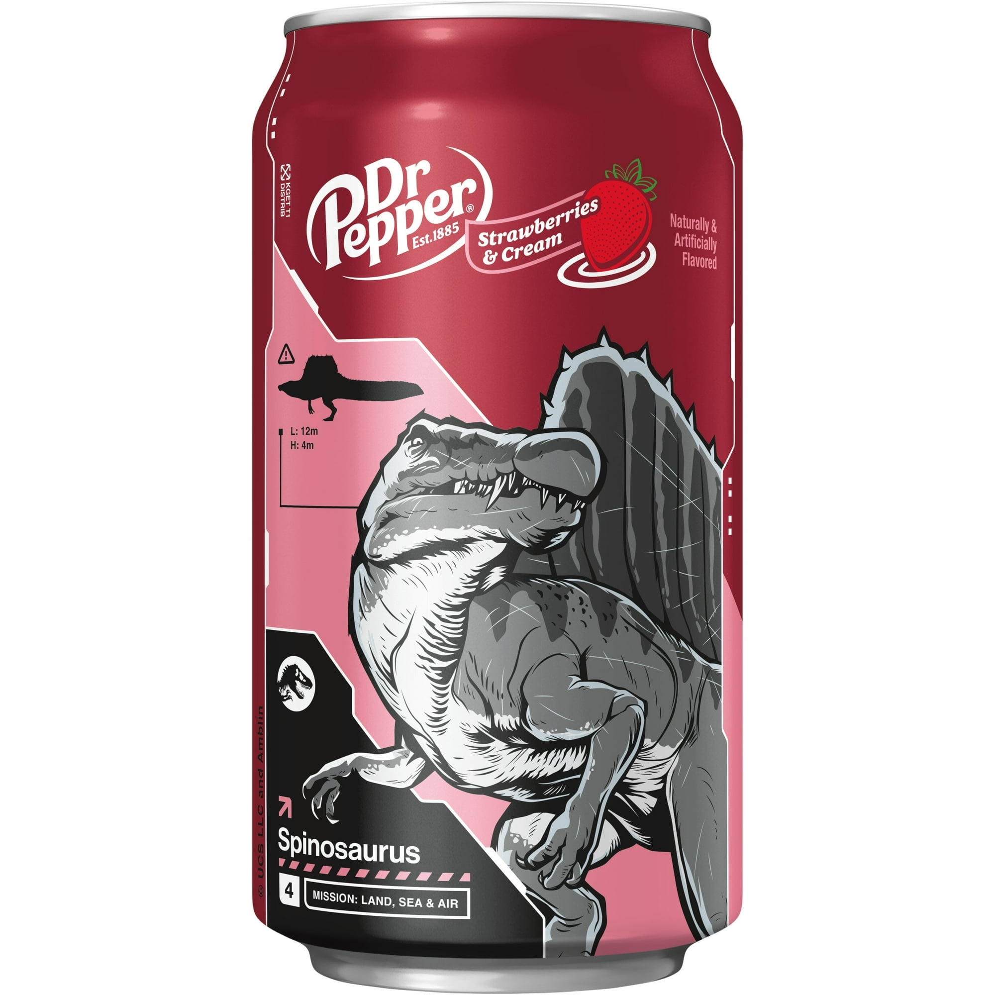 Dr Pepper Strawberries and Cream Soda Pop, 12 fl oz, 12 Pack Cans