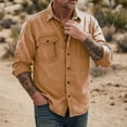 thumbnail image 3 of Long Sleeve Shirts for Men Fashion Turndown Collar Solid Color Casual Button Front Shirt With Zipper Pockets Outdoor Sports Tops, 3 of 5