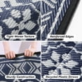thumbnail image 5 of VUNATE Outdoor Rug 8'x10' Patio Rug Waterproof Woven Plastic Indoor Outdoor Mat for Picnic RV Porch Camping Reversible Lightweight Boho Outside Rug Blue and Gray, 5 of 7
