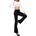 thumbnail image 4 of Jeans acampanados para mujer Jeans acampanados de talle alto con pantalones de mezclilla rasgados clásicos de pierna anchaBlack4, 4 of 5