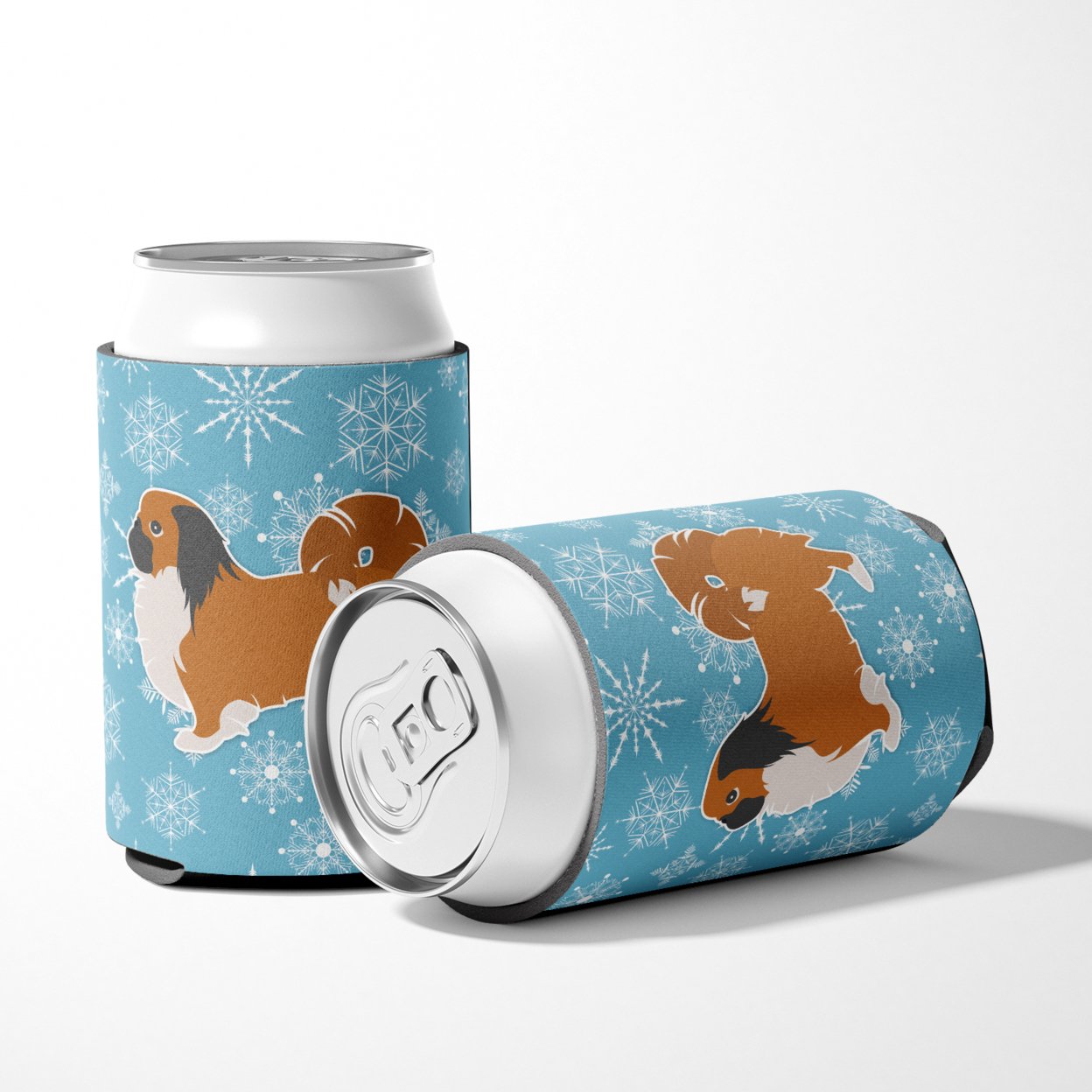 Caroline's Treasures BB3538CC Winter Snowflake Pekingese Can or Bottle Hugger, Can Hugger, multicolor