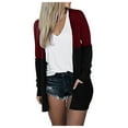 thumbnail image 4 of Womens Ladies Print V-neck Cardigan Long Sleeve Coat Pockets Outerwear V Neck Lightweight Sweater Women Kimono Cardigans for Women Summer Womens Cardigan Sweaters Knit Womens Classic Cardigan Stylish, 4 of 6