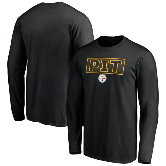 Men's Black Pittsburgh Steelers Squad Throwbacks Long Sleeve T-Shirt