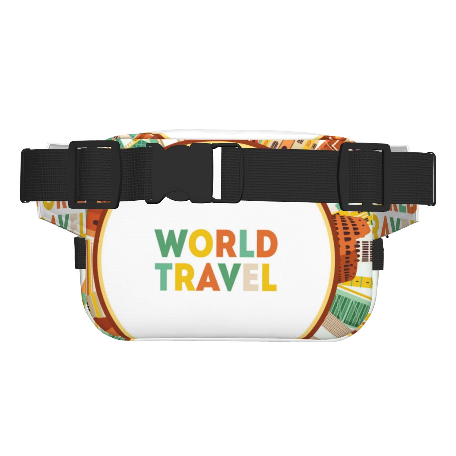 Picia World Travel3 Print Square Double-Layer Waist Bag Mini Adjustable Waist Belt Bag Exercise Running Travel Hiking
